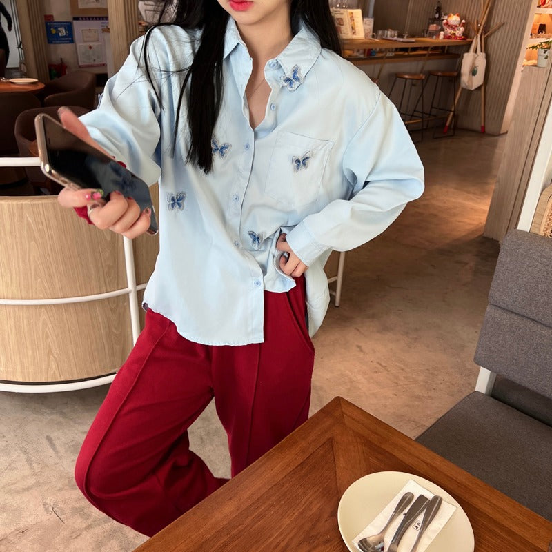 【tops】リボン長袖シャツG23342