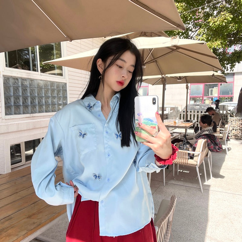 【tops】リボン長袖シャツG23342