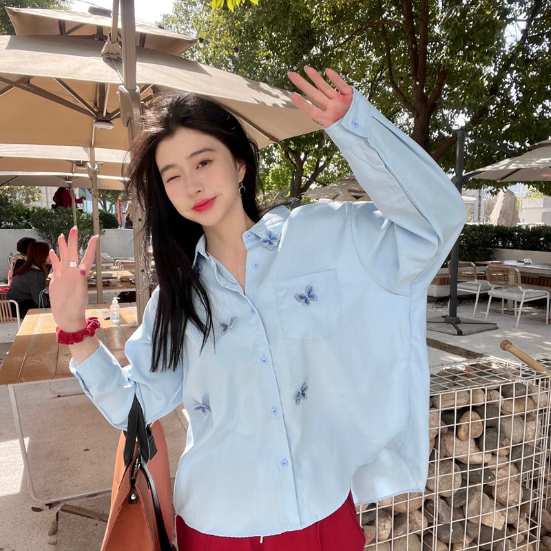 【tops】リボン長袖シャツG23342