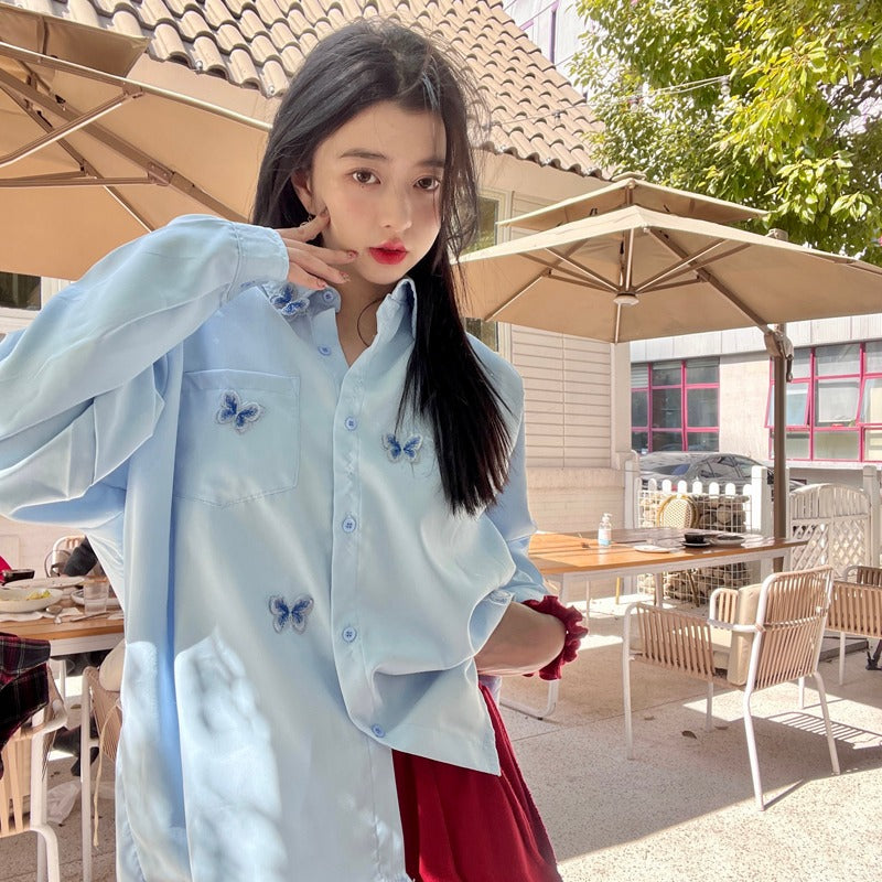 【tops】リボン長袖シャツG23342