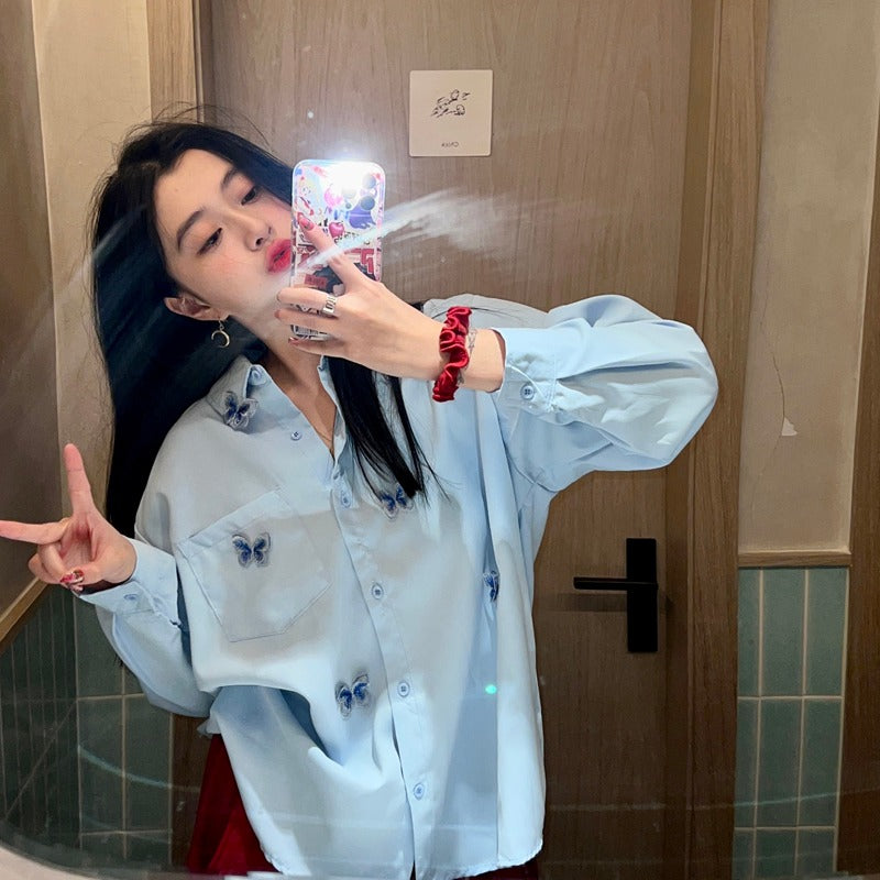 【tops】リボン長袖シャツG23342