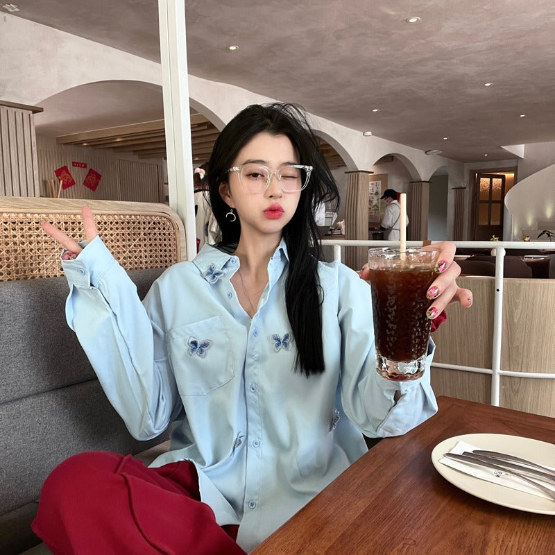 【tops】リボン長袖シャツG23342