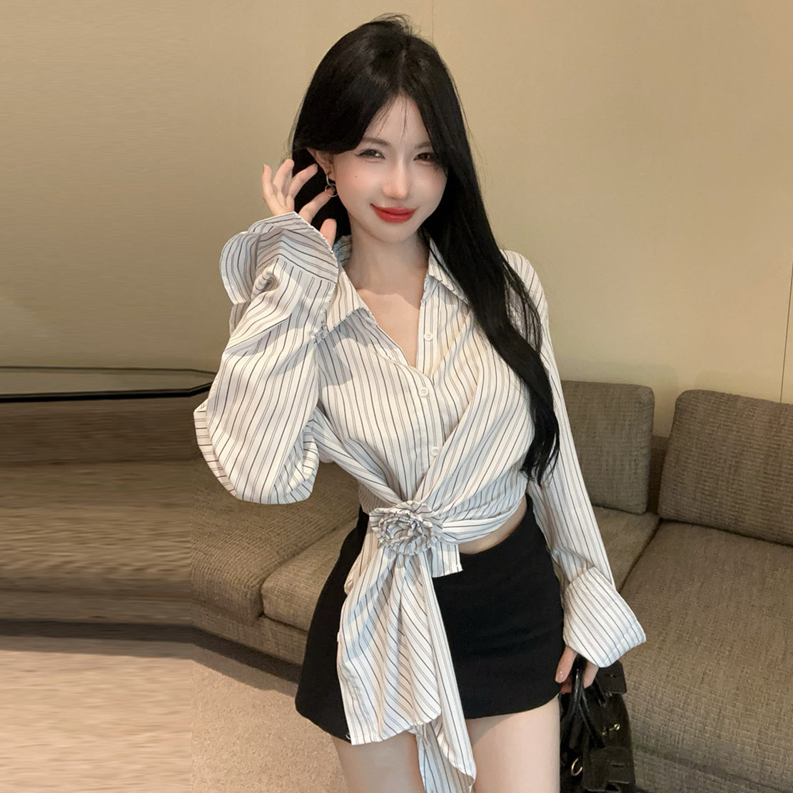 【tops】ストライプ柄長袖シャツG23343