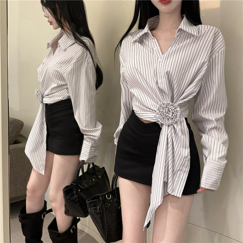 【tops】ストライプ柄長袖シャツG23343