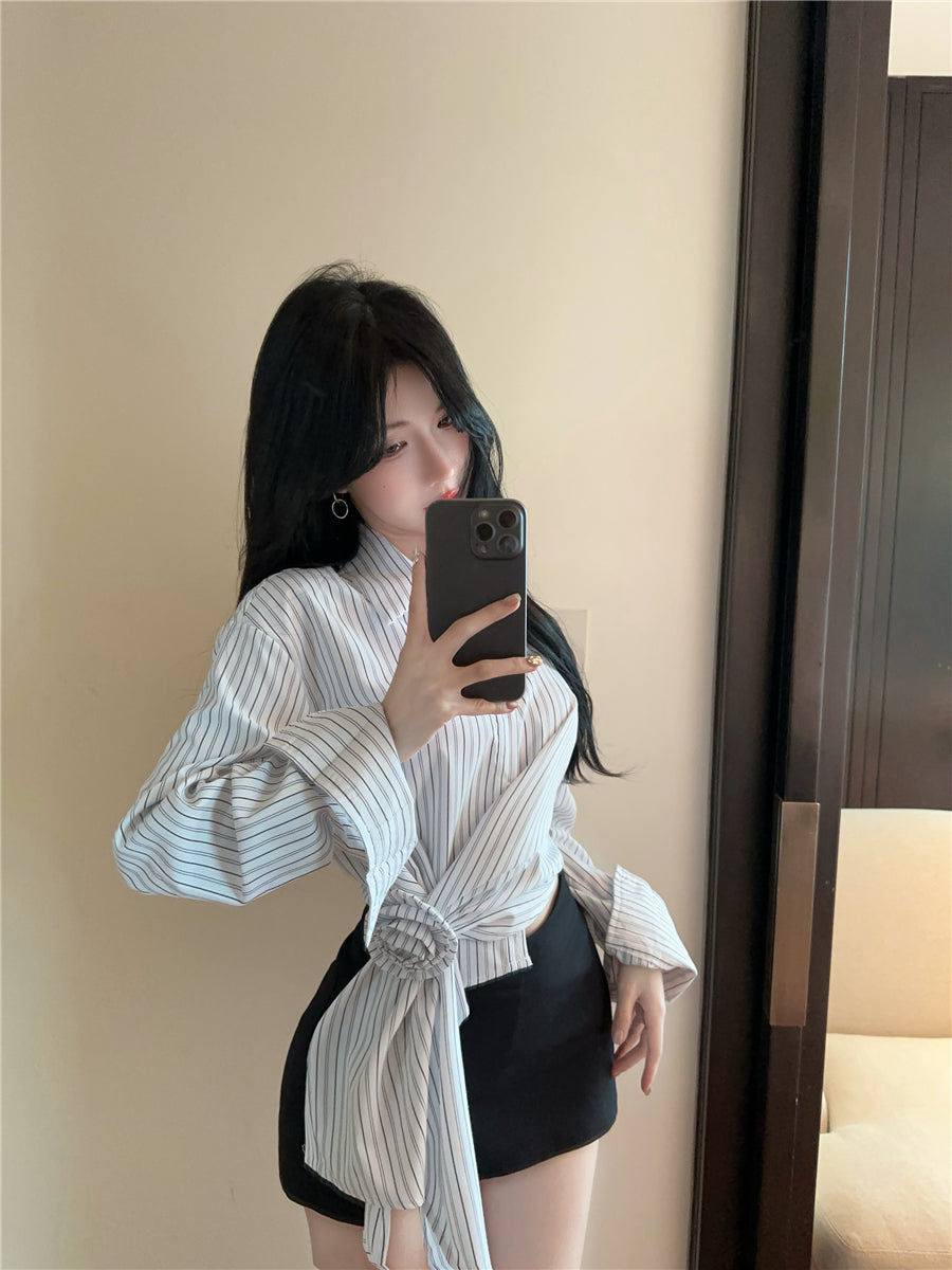 【tops】ストライプ柄長袖シャツG23343