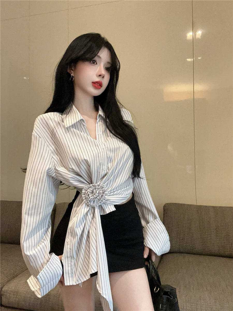 【tops】ストライプ柄長袖シャツG23343