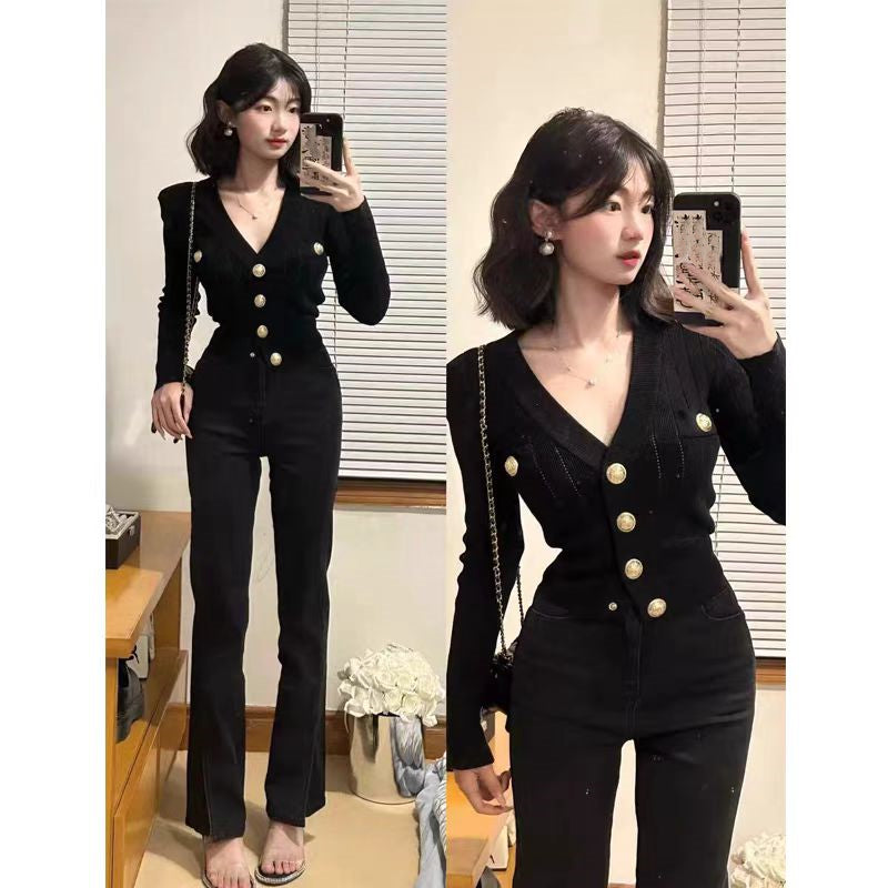 【outer】VネックニットカーディガンG23346