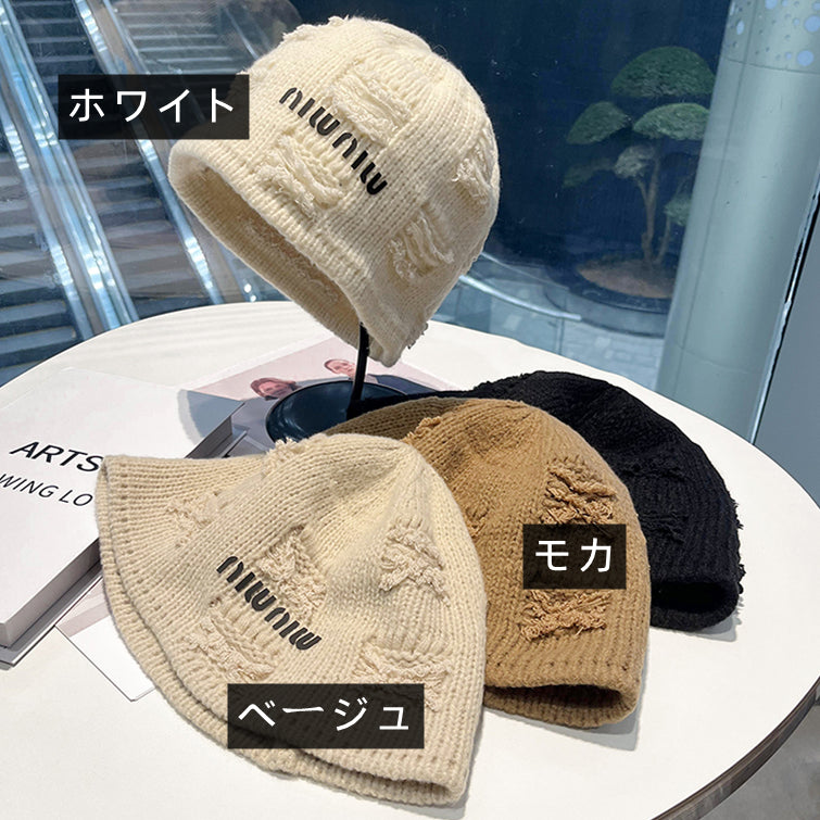 【小物】4色小顔効果ニットサファリハットG23347