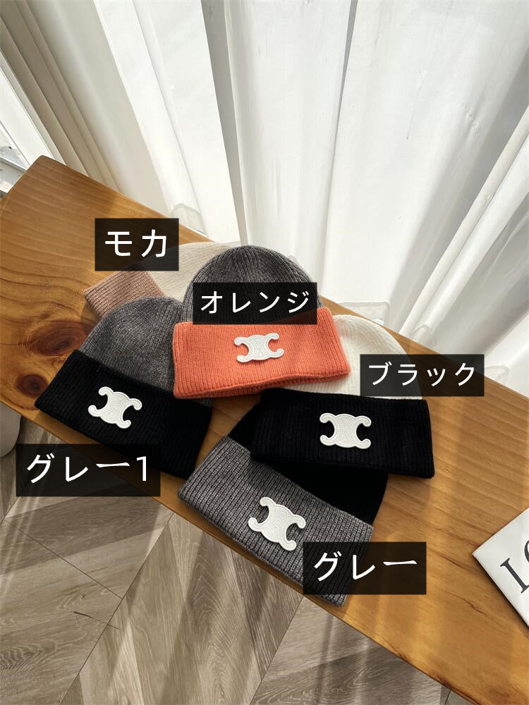 【小物】配色ニット帽子G23348