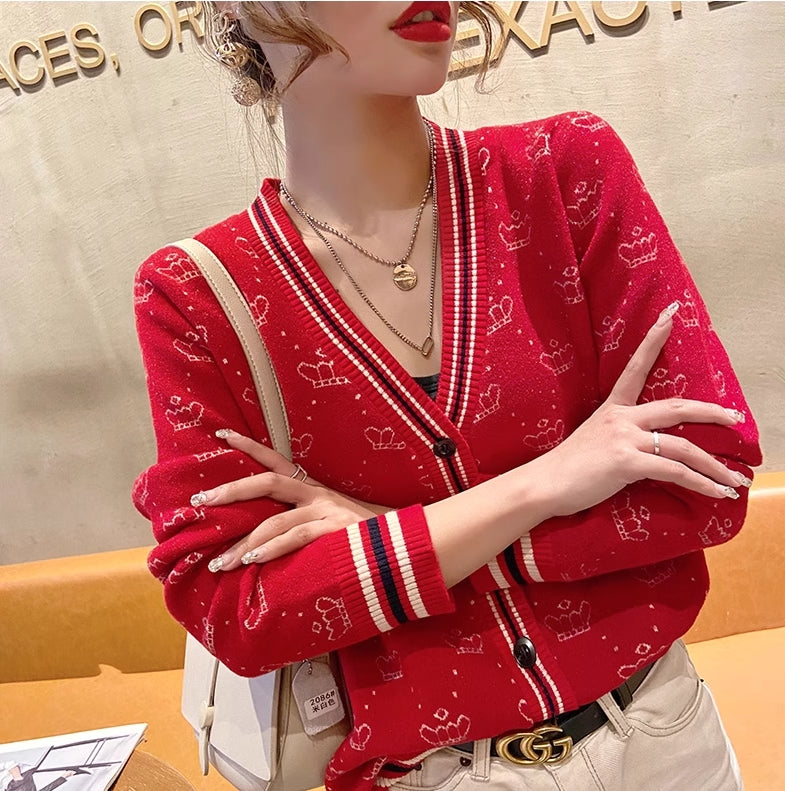 【outer】VネックニットカーディガンG23429