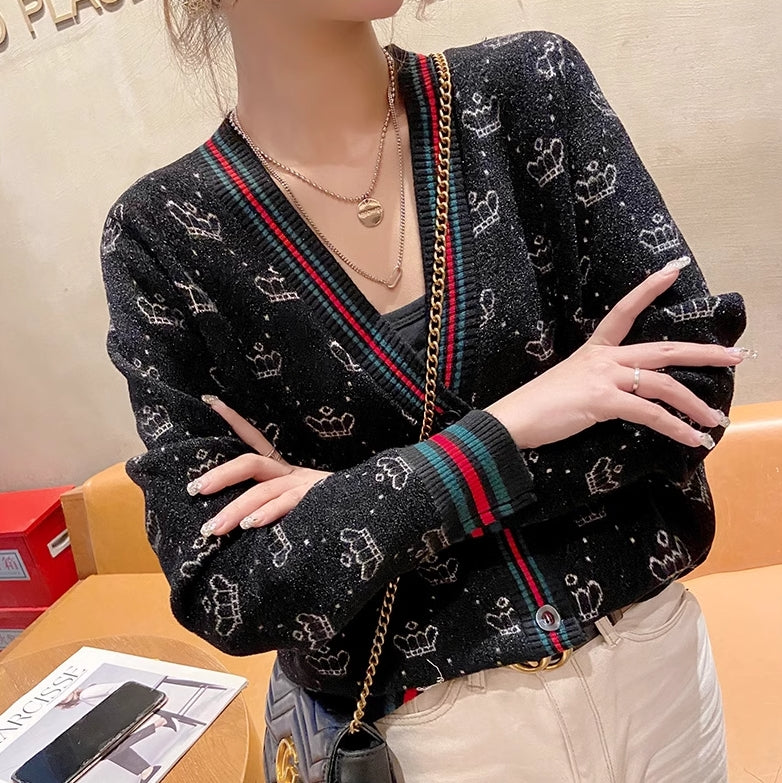 【outer】VネックニットカーディガンG23429