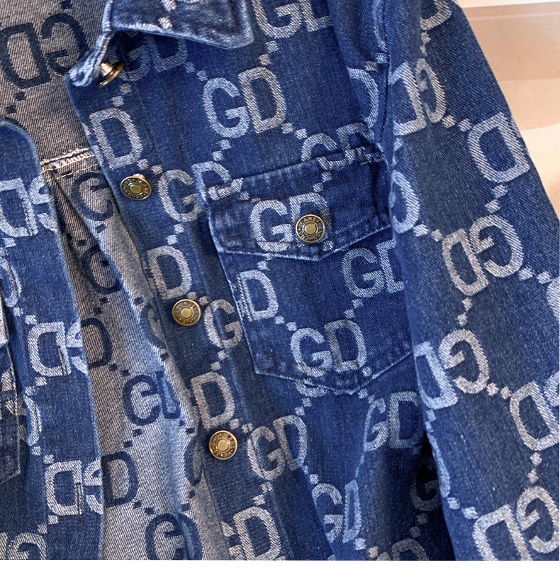 【tops】デニム春秋長袖ブラウスG23443