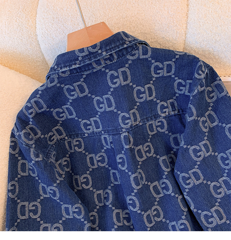 【tops】デニム春秋長袖ブラウスG23443