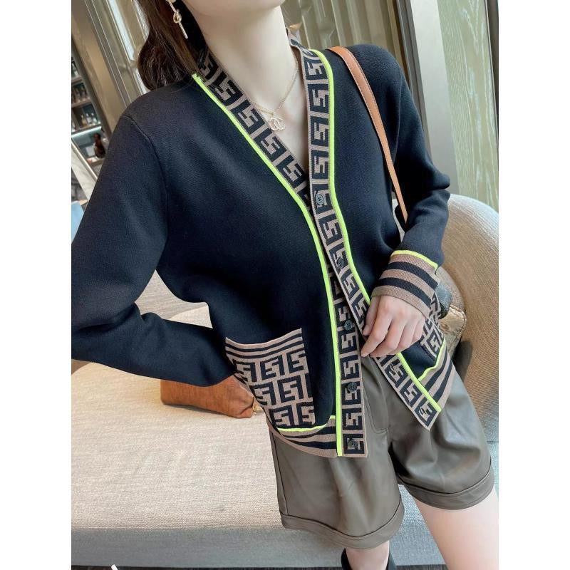 【outer】Vネック長袖ニットカーディガンG23468