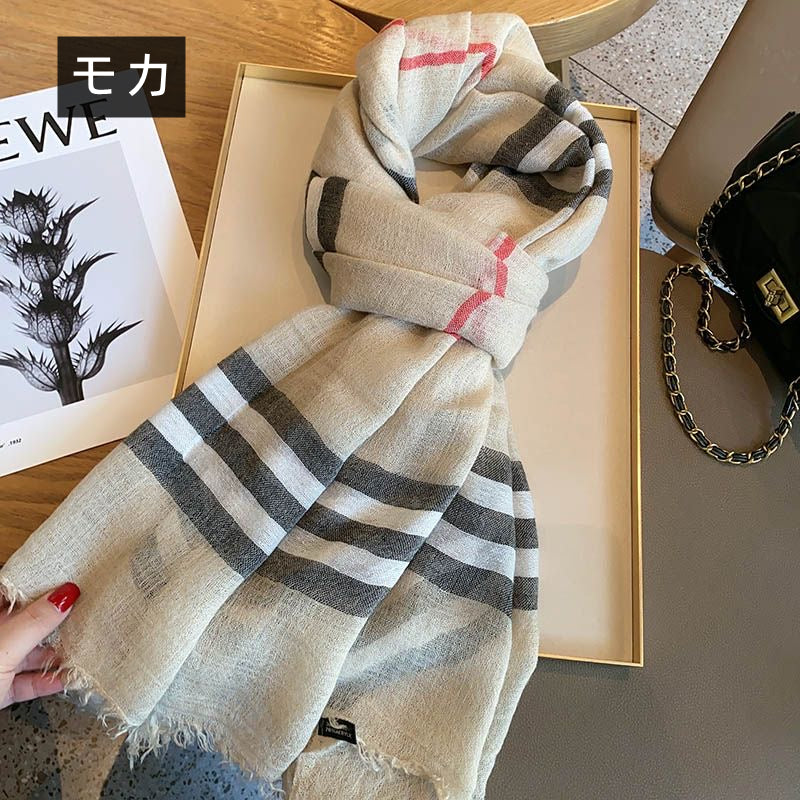 【小物】チェック柄配色スカーフG23481