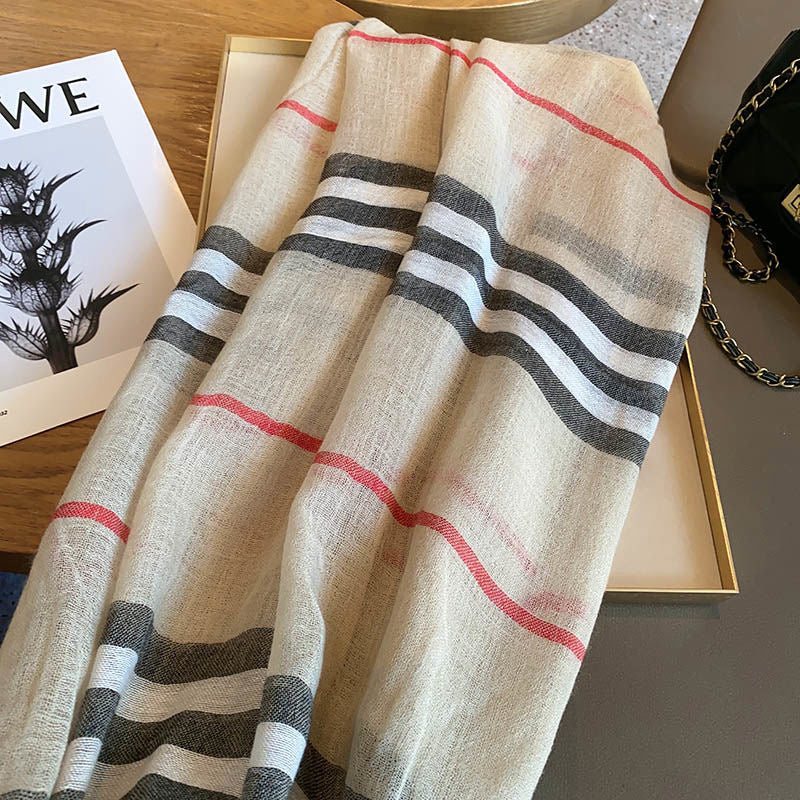 【小物】チェック柄配色スカーフG23481