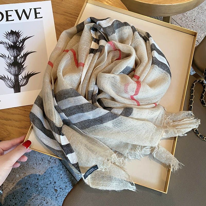 【小物】チェック柄配色スカーフG23481