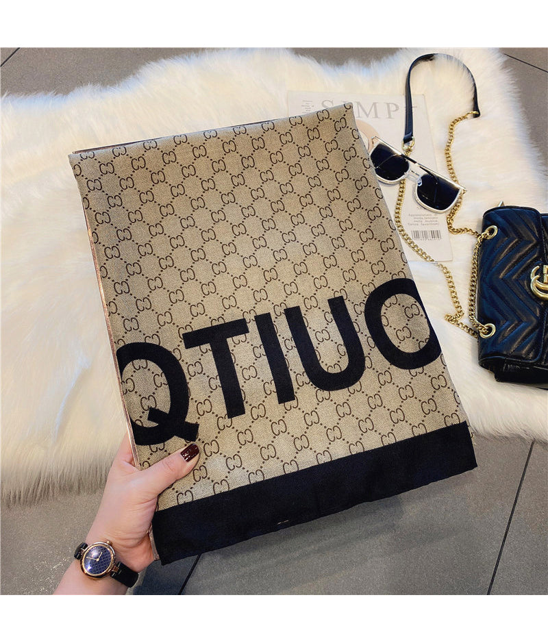 【小物】春秋英字柄スカーフG23484