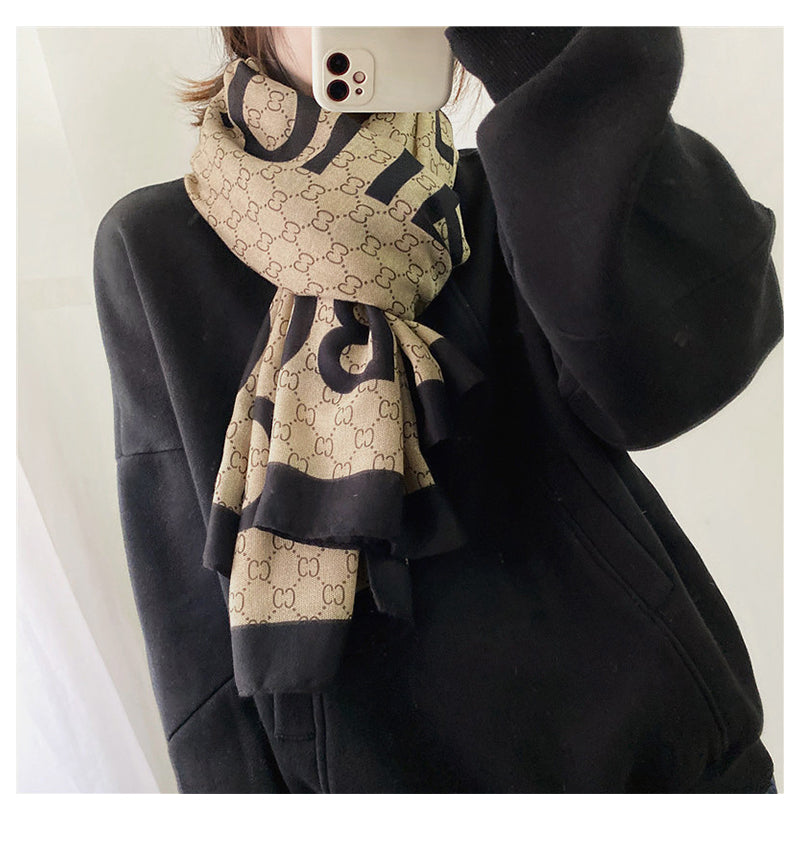 【小物】春秋英字柄スカーフG23484