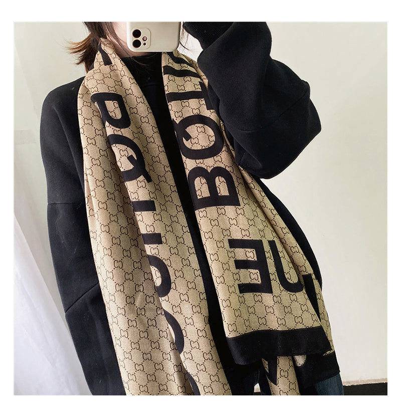 【小物】春秋英字柄スカーフG23484