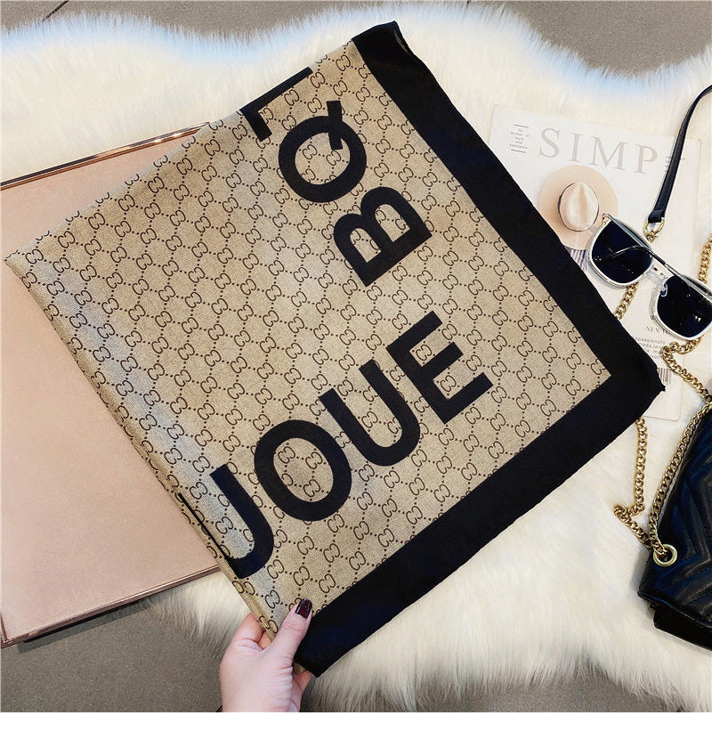 【小物】春秋英字柄スカーフG23484