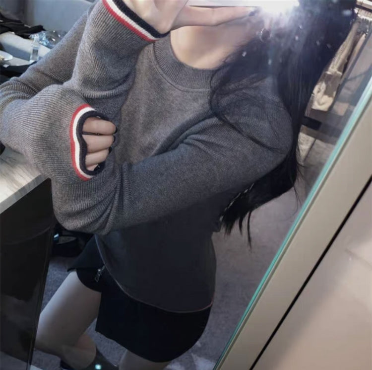 【tops】ラウンドネック長袖ニットセーターG23533