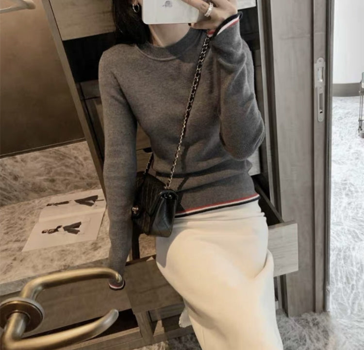 【tops】ラウンドネック長袖ニットセーターG23533