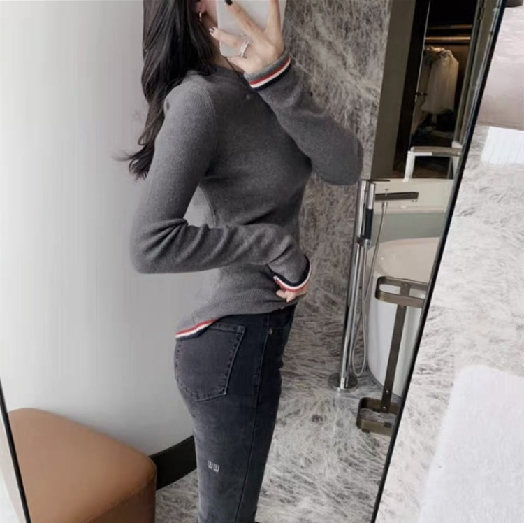 【tops】ラウンドネック長袖ニットセーターG23533