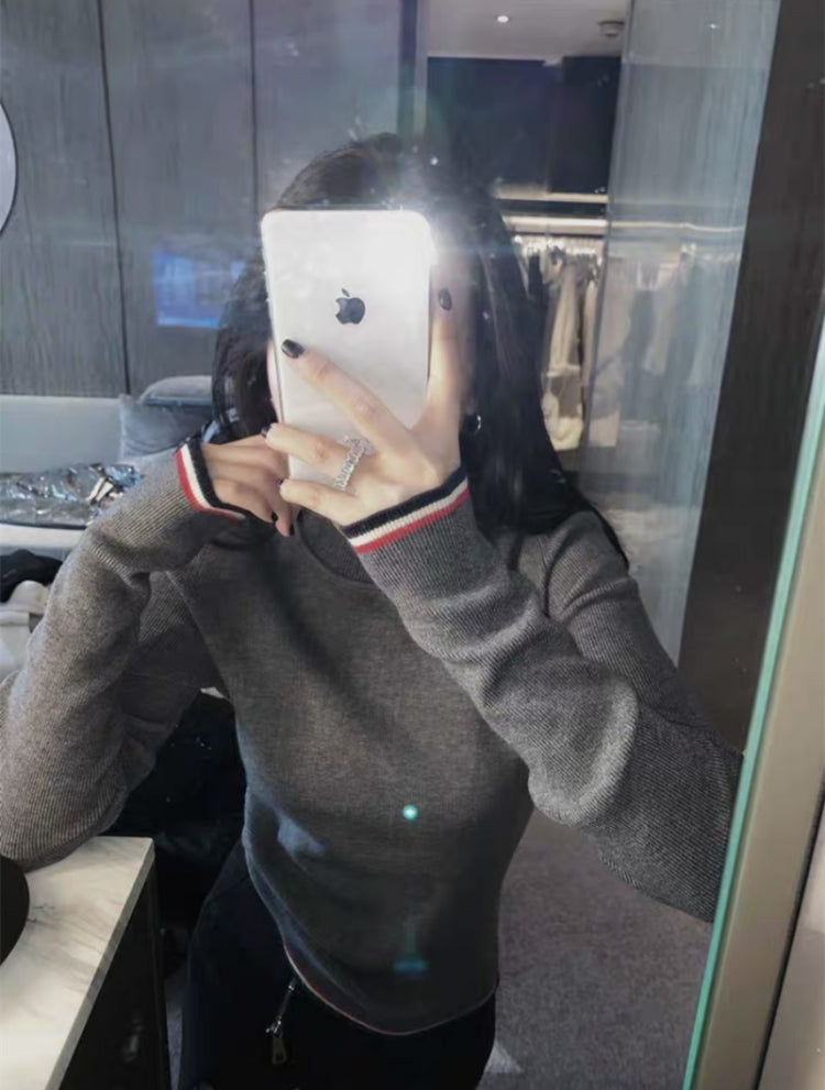 【tops】ラウンドネック長袖ニットセーターG23533