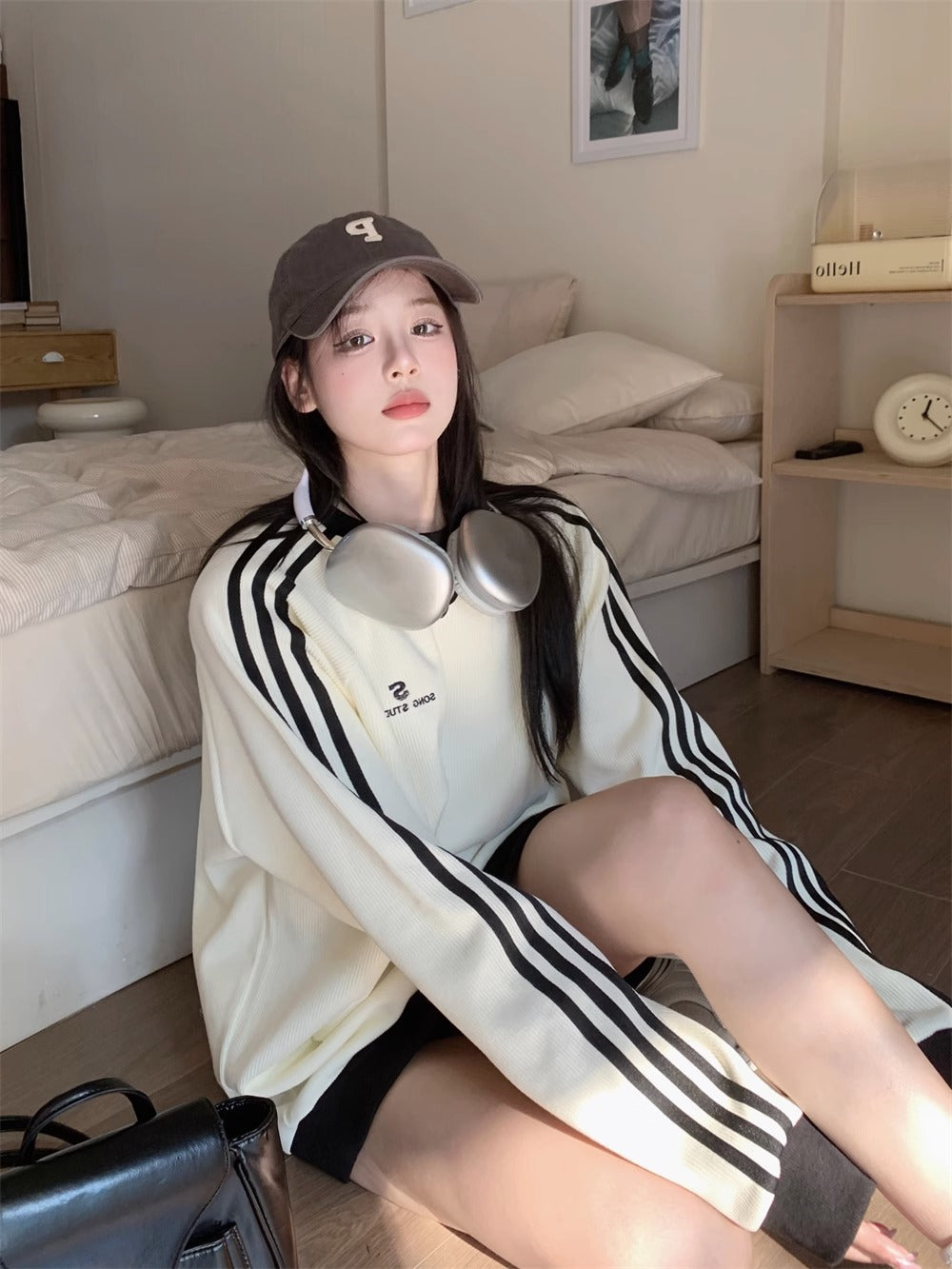 【tops】ストライプ柄パーカーG23541