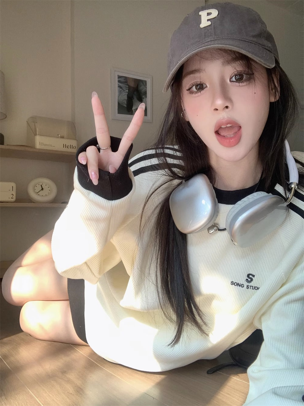 【tops】ストライプ柄パーカーG23541