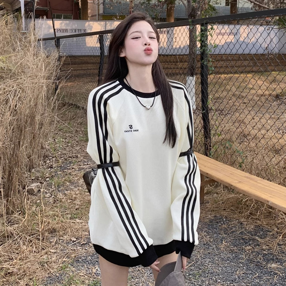 【tops】ストライプ柄パーカーG23541