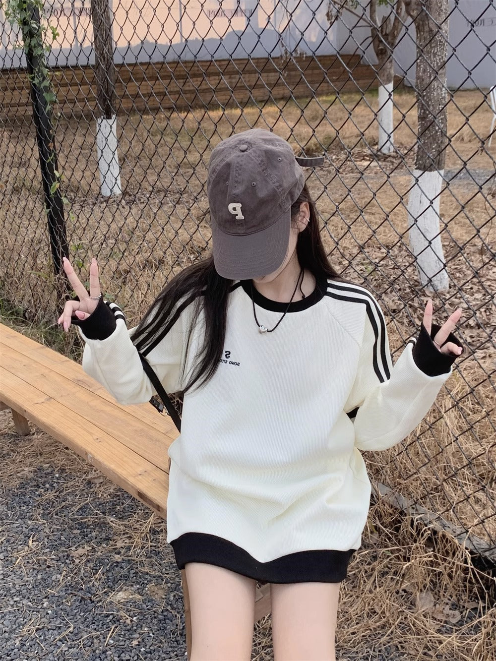 【tops】ストライプ柄パーカーG23541