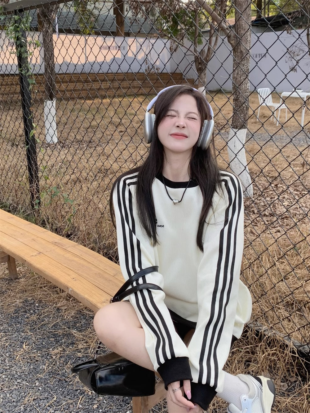 【tops】ストライプ柄パーカーG23541