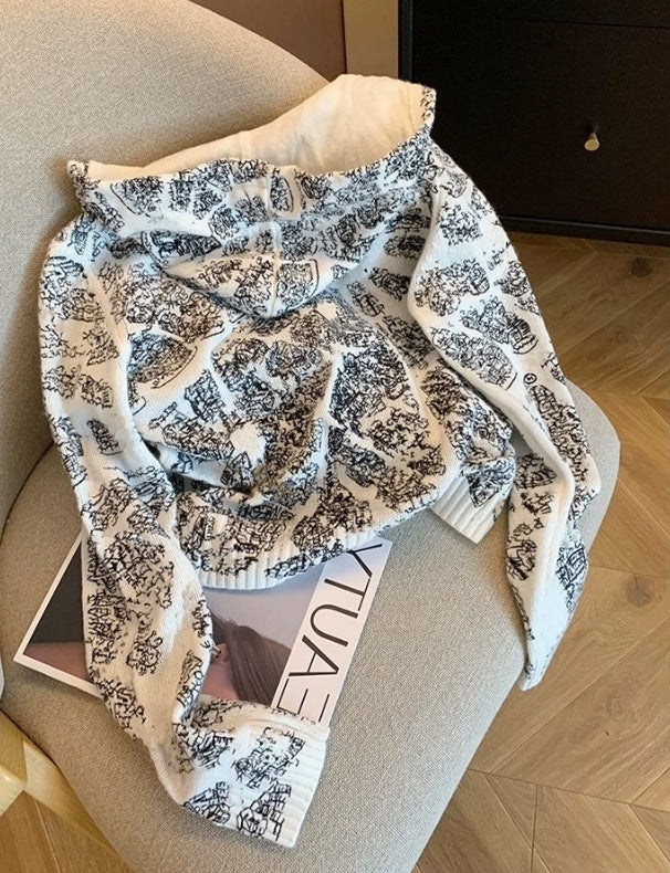 【outer】フード付きニットカーディガンG23544