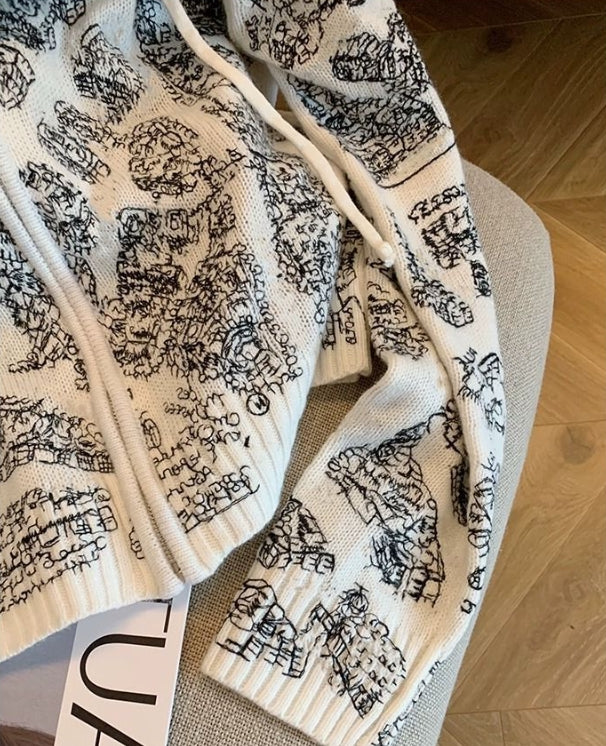 【outer】フード付きニットカーディガンG23544