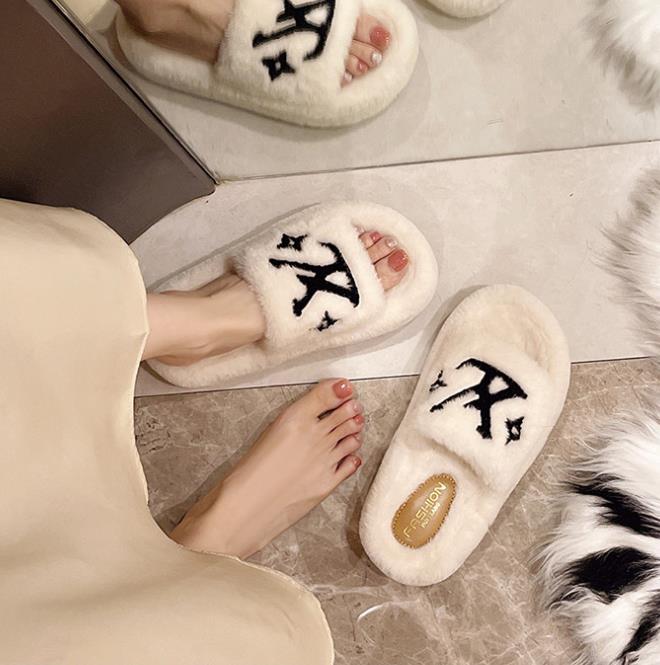 【shoes】3色英字柄厚底スリッパF8164