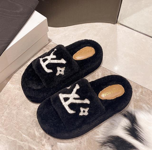 【shoes】3色英字柄厚底スリッパF8164