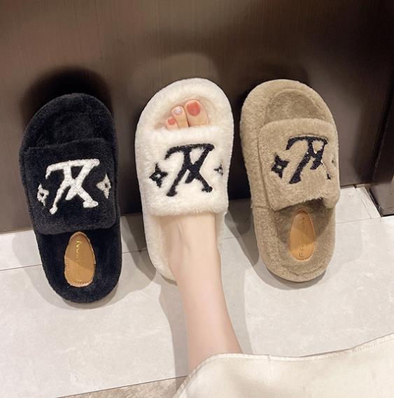 【shoes】3色英字柄厚底スリッパF8164