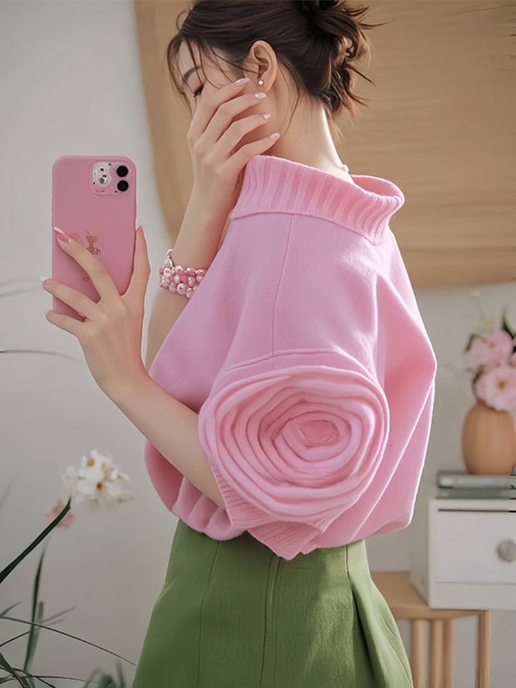 【tops】フラワーニットセーターG23553