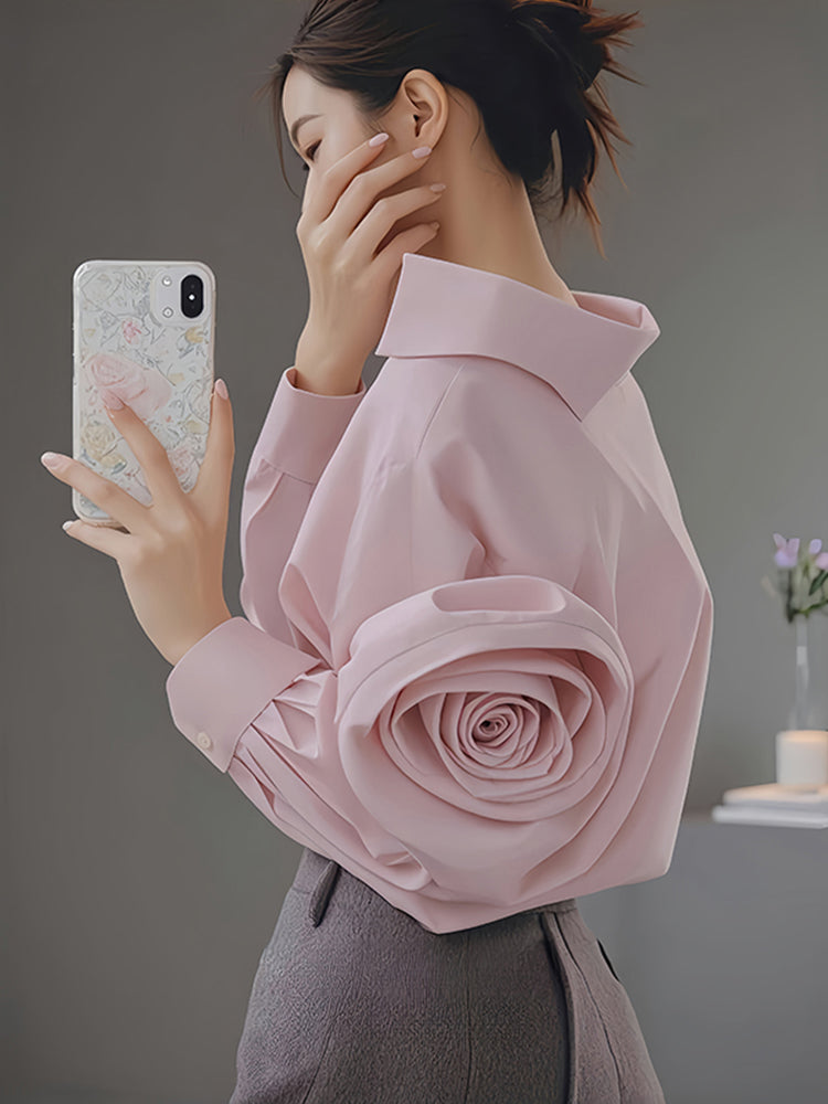 【tops】フラワー長袖シャツG23555