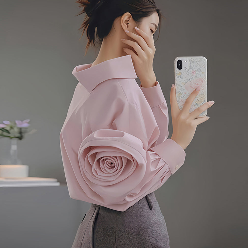 【tops】フラワー長袖シャツG23555