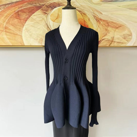 【tops】VネックペプラムニットG23557