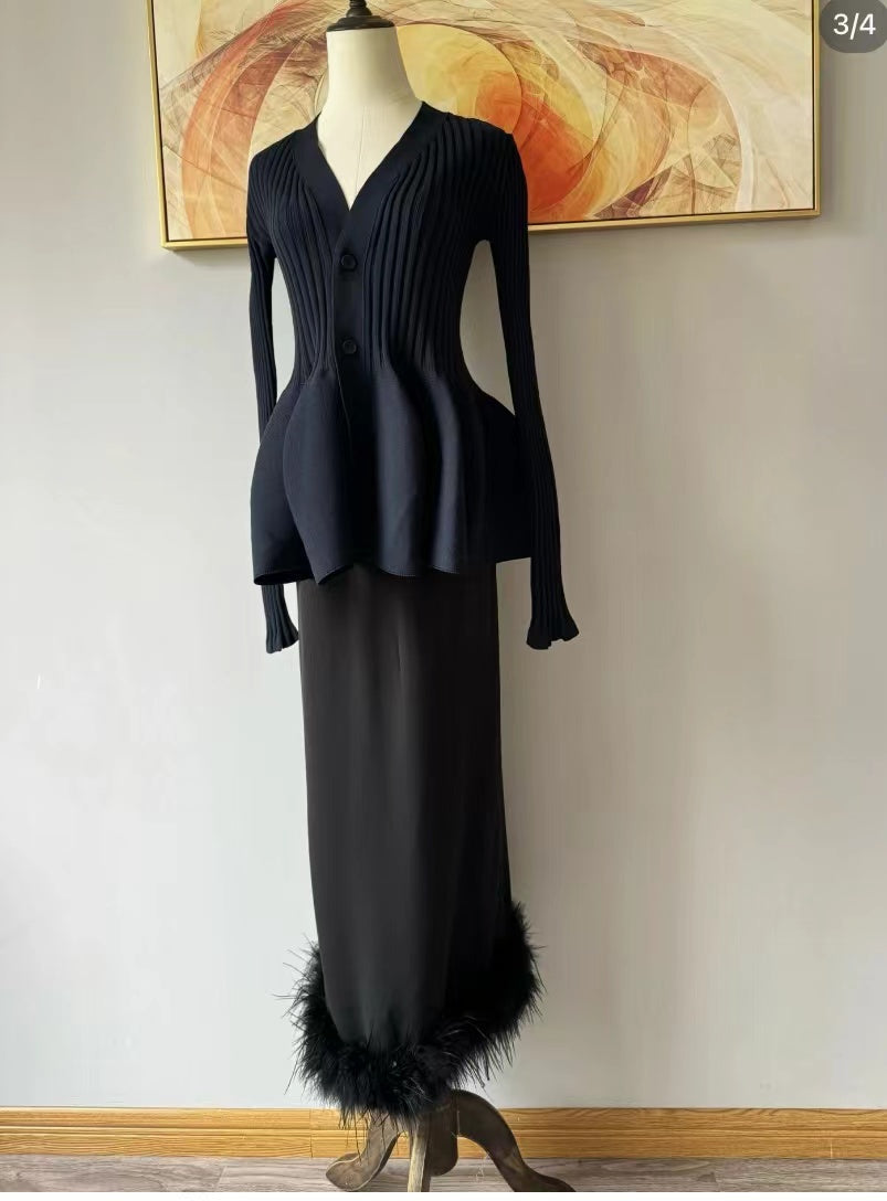 【tops】VネックペプラムニットG23557