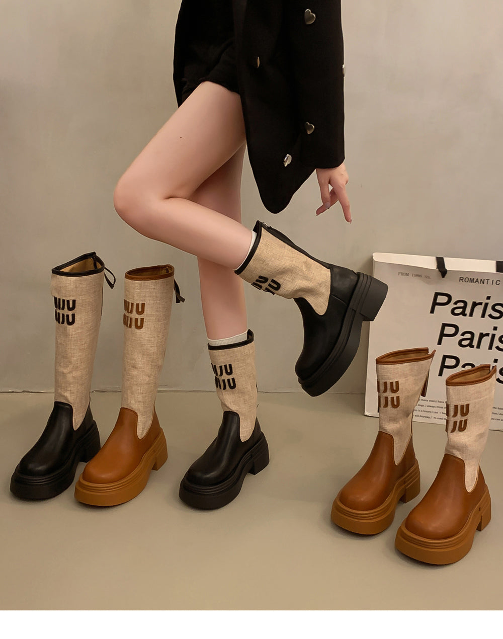 【shoes】2サイズ選択可厚底ブーツG23562