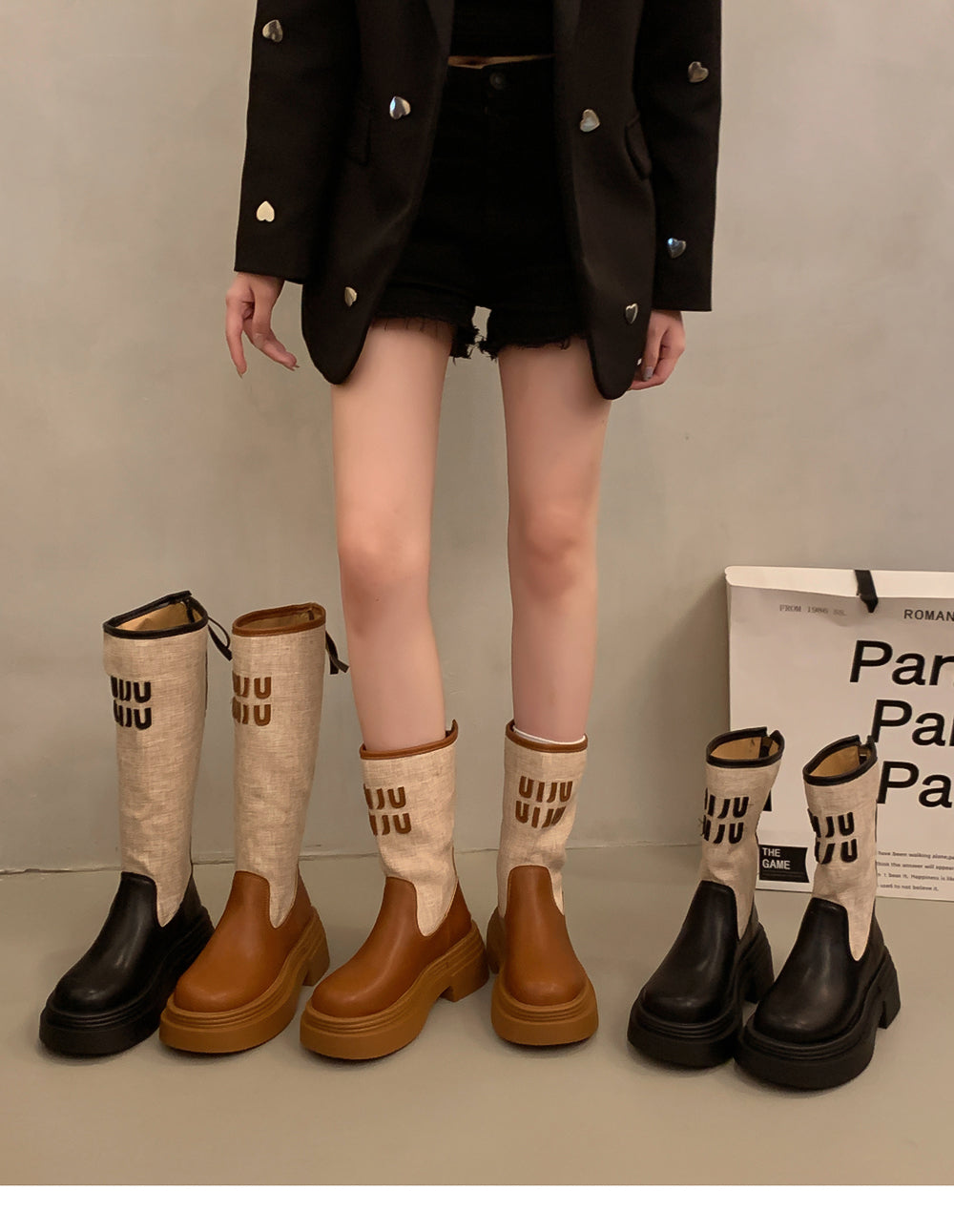 【shoes】2サイズ選択可厚底ブーツG23562