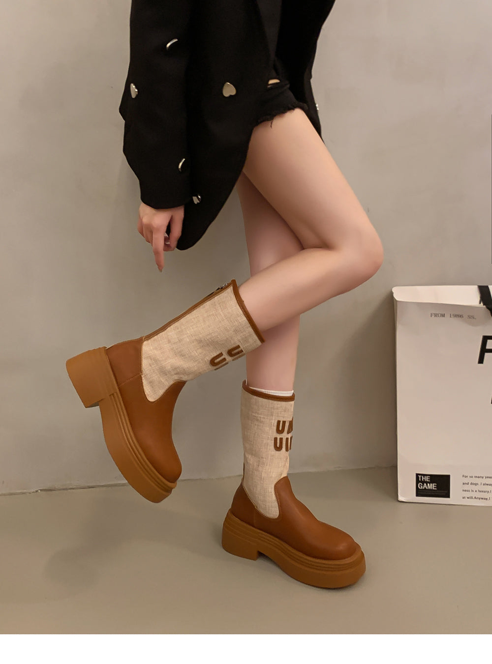 【shoes】2サイズ選択可厚底ブーツG23562