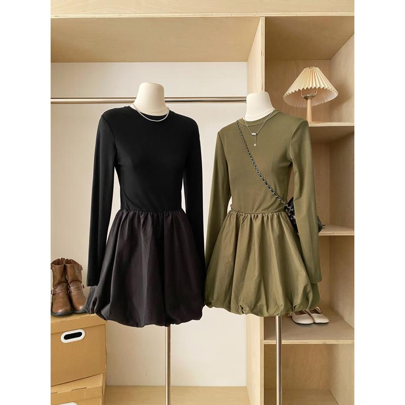 【dress】無地長袖デートワンピースG23573