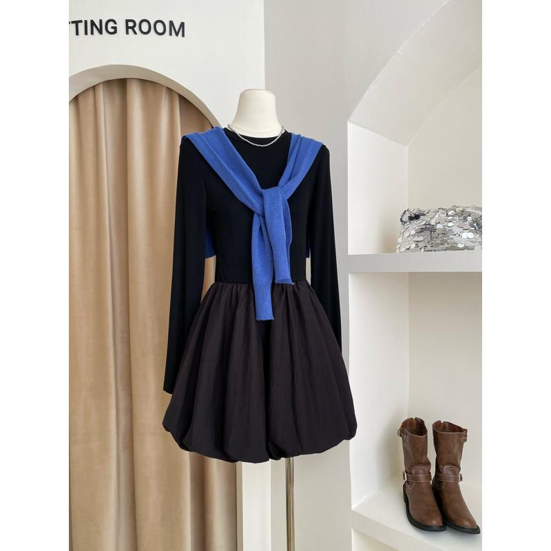 【dress】無地長袖デートワンピースG23573