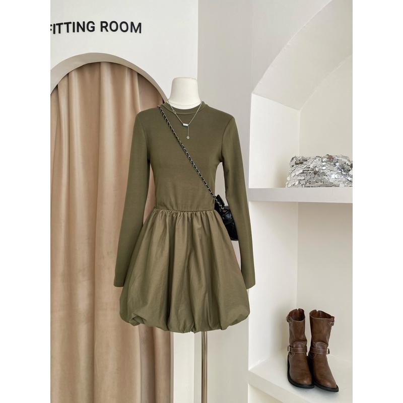 【dress】無地長袖デートワンピースG23573